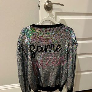 queen of sparkles new year sweater worn once size XL